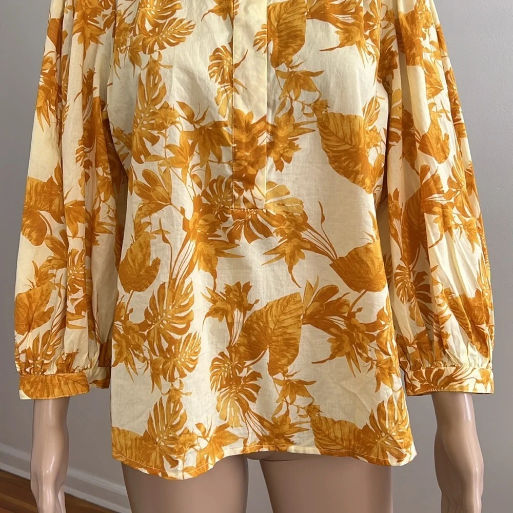 Banana Republic Cotton Floral Blouse Yellow Size S - Picture 5 of 12